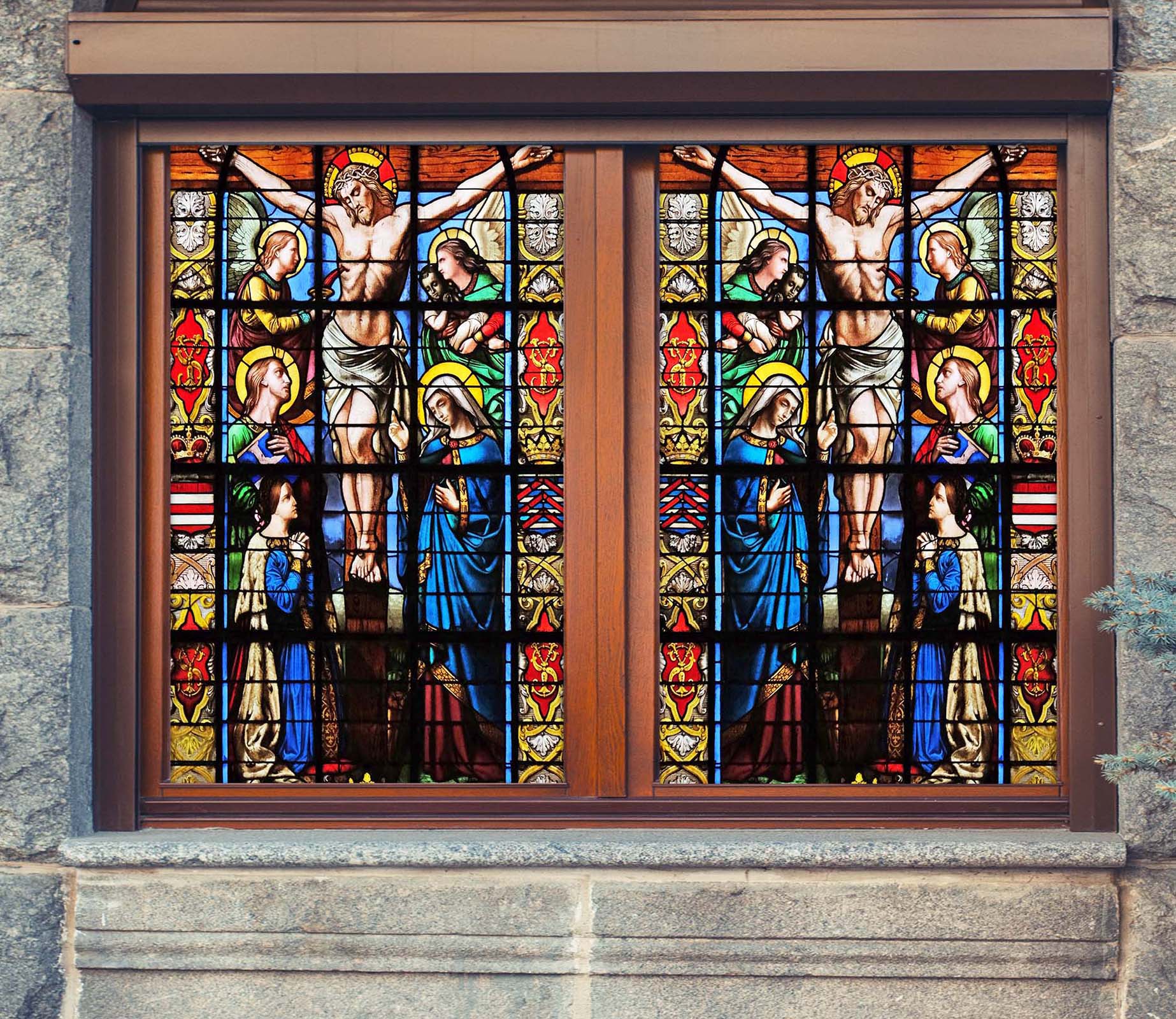 3D Christian Courier 079 Window Film Print Sticker Cling Stained Glass UV Block