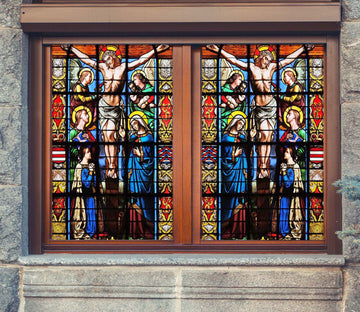3D Christian Courier 079 Window Film Print Sticker Cling Stained Glass UV Block