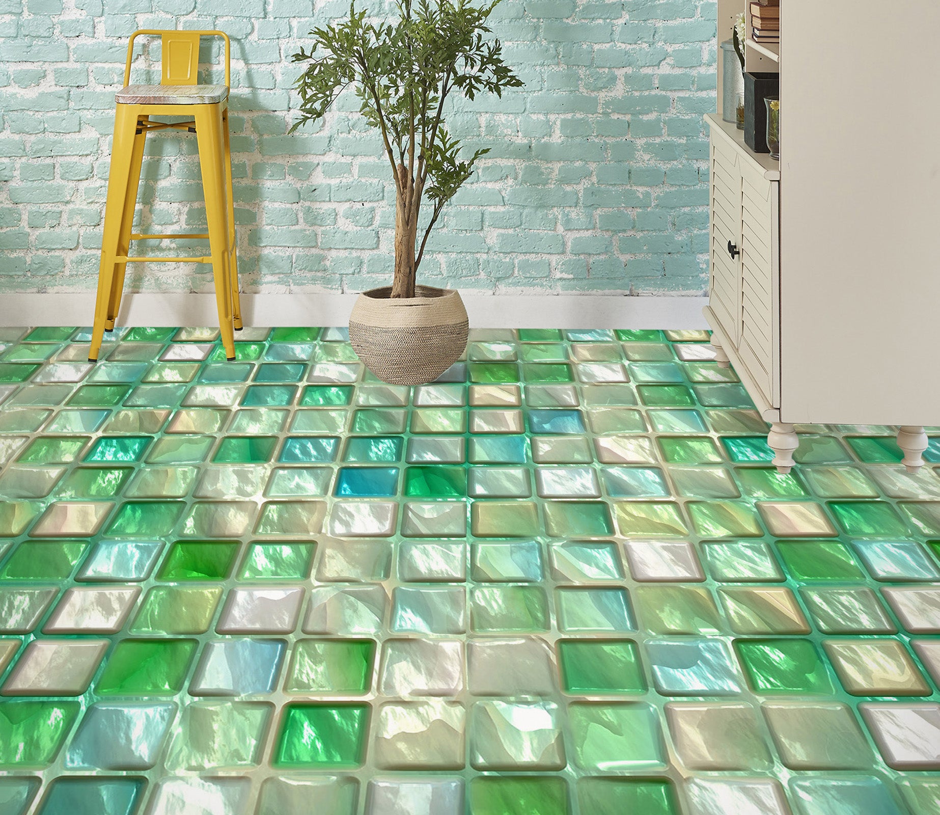 3D Fresh Green Squares 553 Floor Mural  Wallpaper Murals Rug & Mat Print Epoxy waterproof bath floor