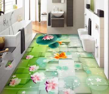 3D Goldfish Lotus 399 Floor Mural  Wallpaper Murals Rug & Mat Print Epoxy waterproof bath floor