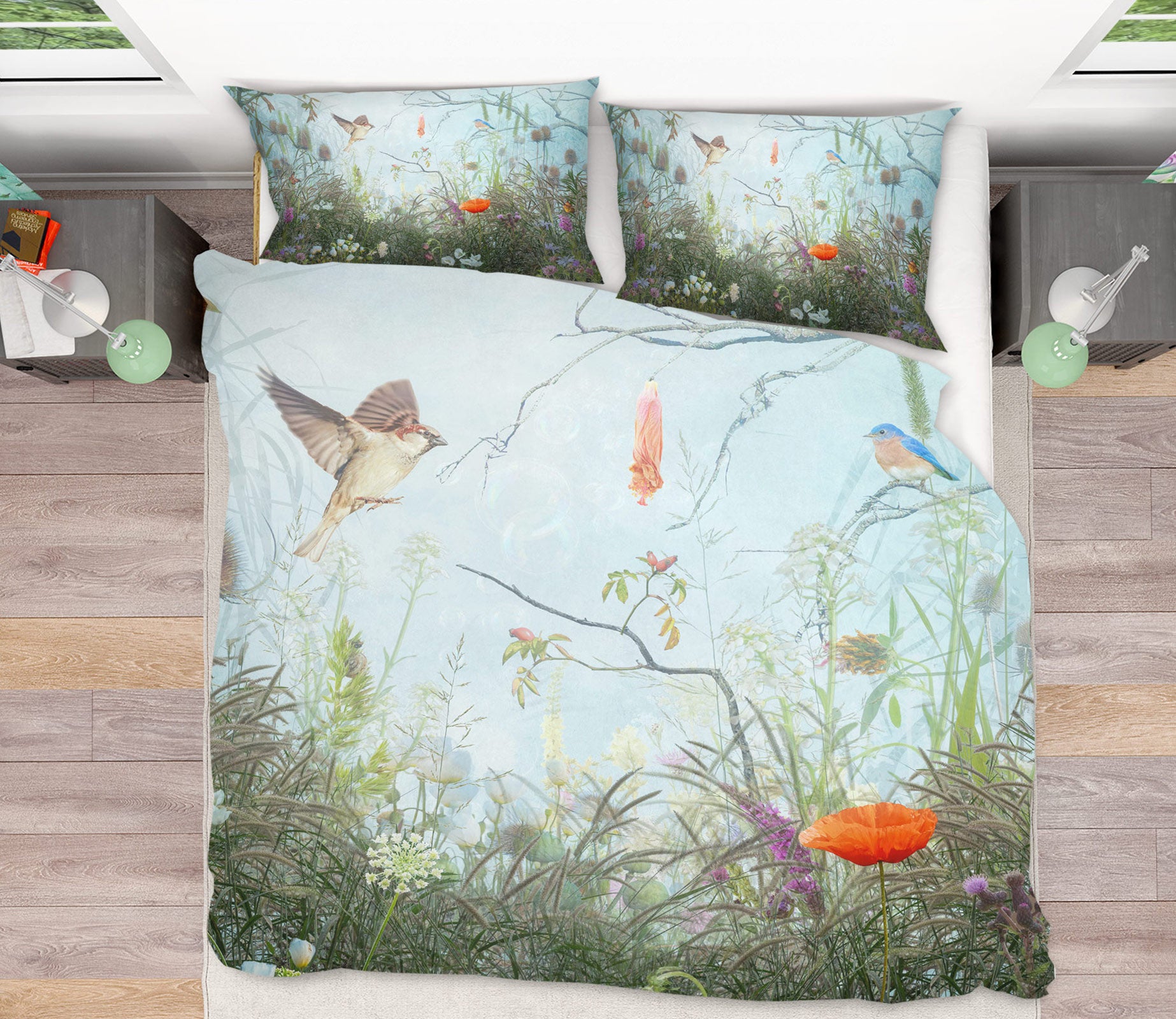 3D Flower Bush Bird 8522 Beth Sheridan Bedding Bed Pillowcases Quilt