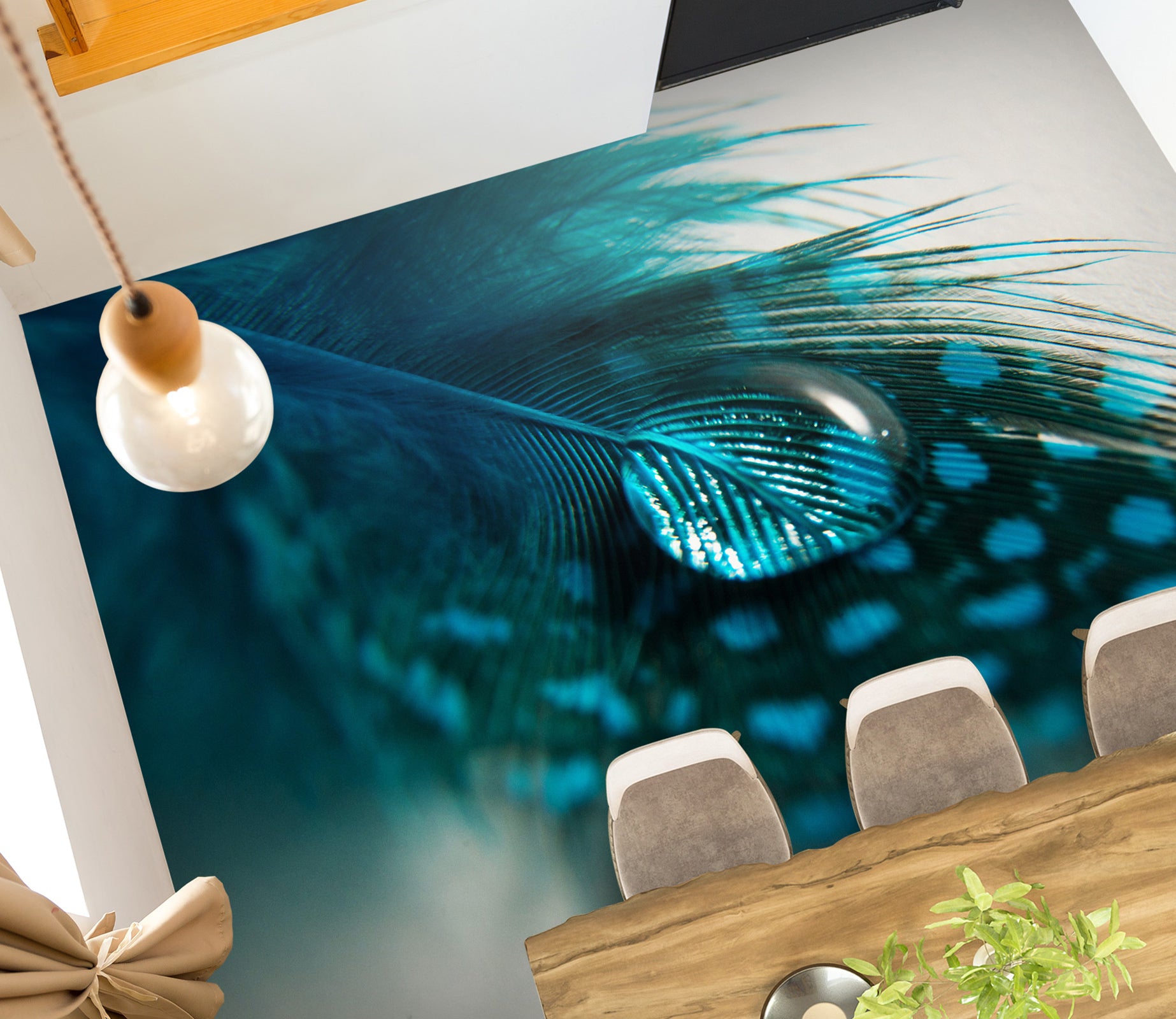 3D Water Drop And Feather 1111 Floor Mural  Wallpaper Murals Self-Adhesive Removable Print Epoxy