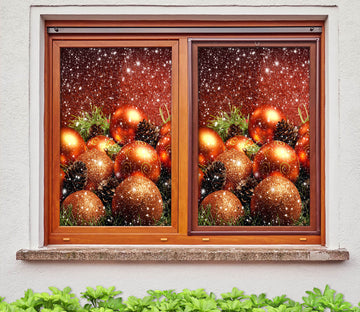 3D Golden Ball 31009 Christmas Window Film Print Sticker Cling Stained Glass Xmas