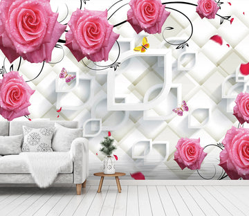 3D Pink Rose 1427 Wall Murals