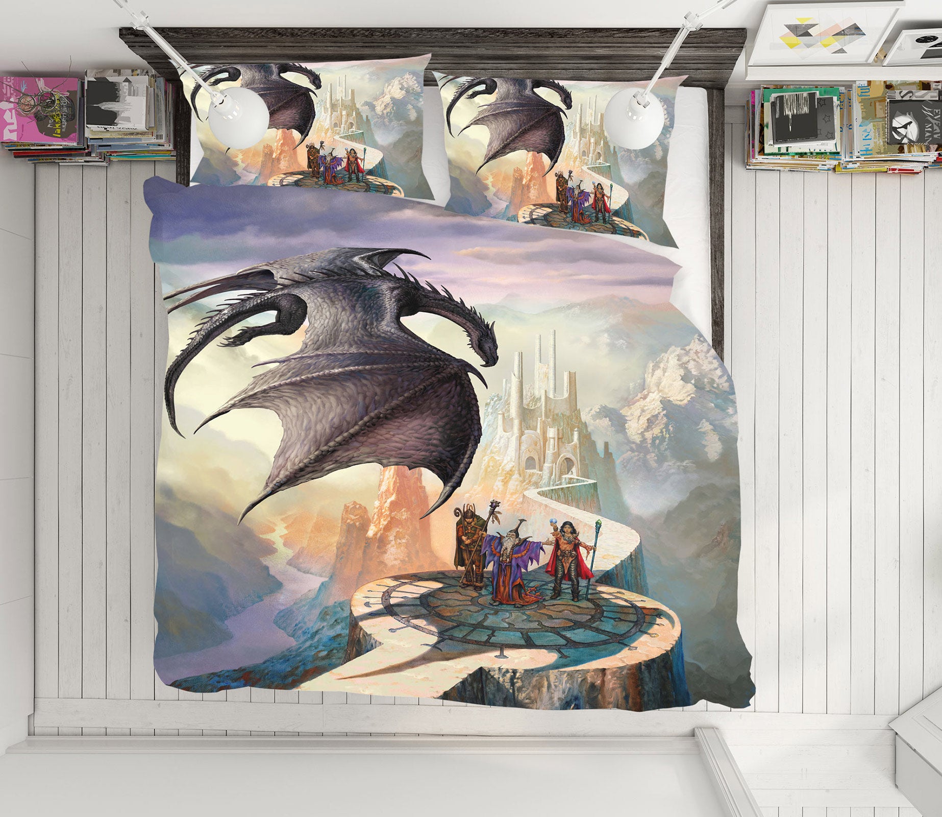 3D Dragon Castle Soldier 7042 Ciruelo Bedding Bed Pillowcases Quilt