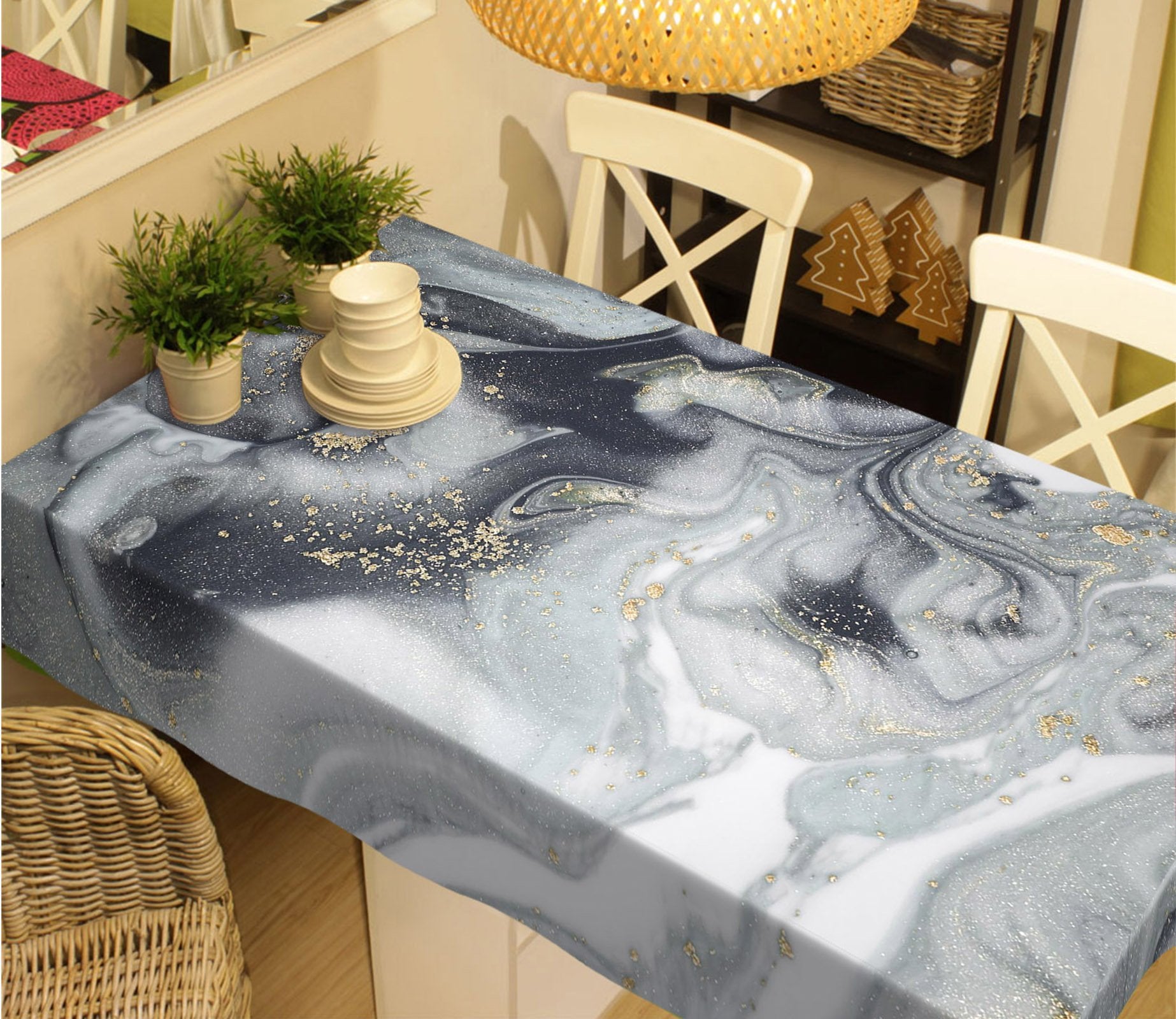 3D Black And Silver Painting 65 Tablecloths Wallpaper AJ Wallpaper 