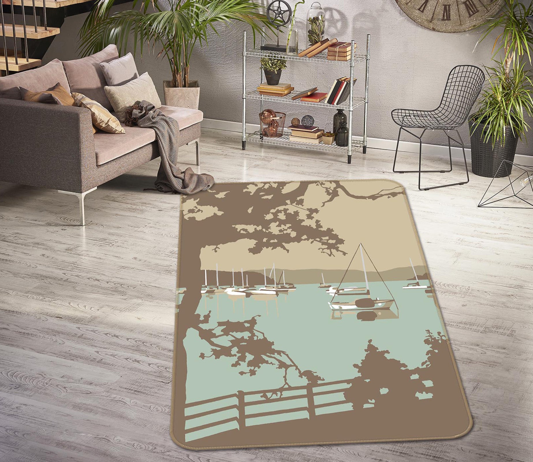 3D Poole Harbour View 1006 Steve Read Rug Non Slip Rug Mat