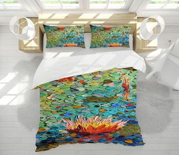 3D Lotus Pond 2120 Dena Tollefson bedding Bed Pillowcases Quilt