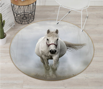 3D Foggy Running Horse 061 Animal Round Non Slip Rug Mat Mat AJ Creativity Home 