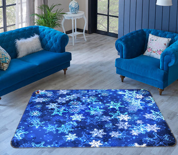 3D Blue Snowflakes 56229 Christmas Non Slip Rug Mat Xmas