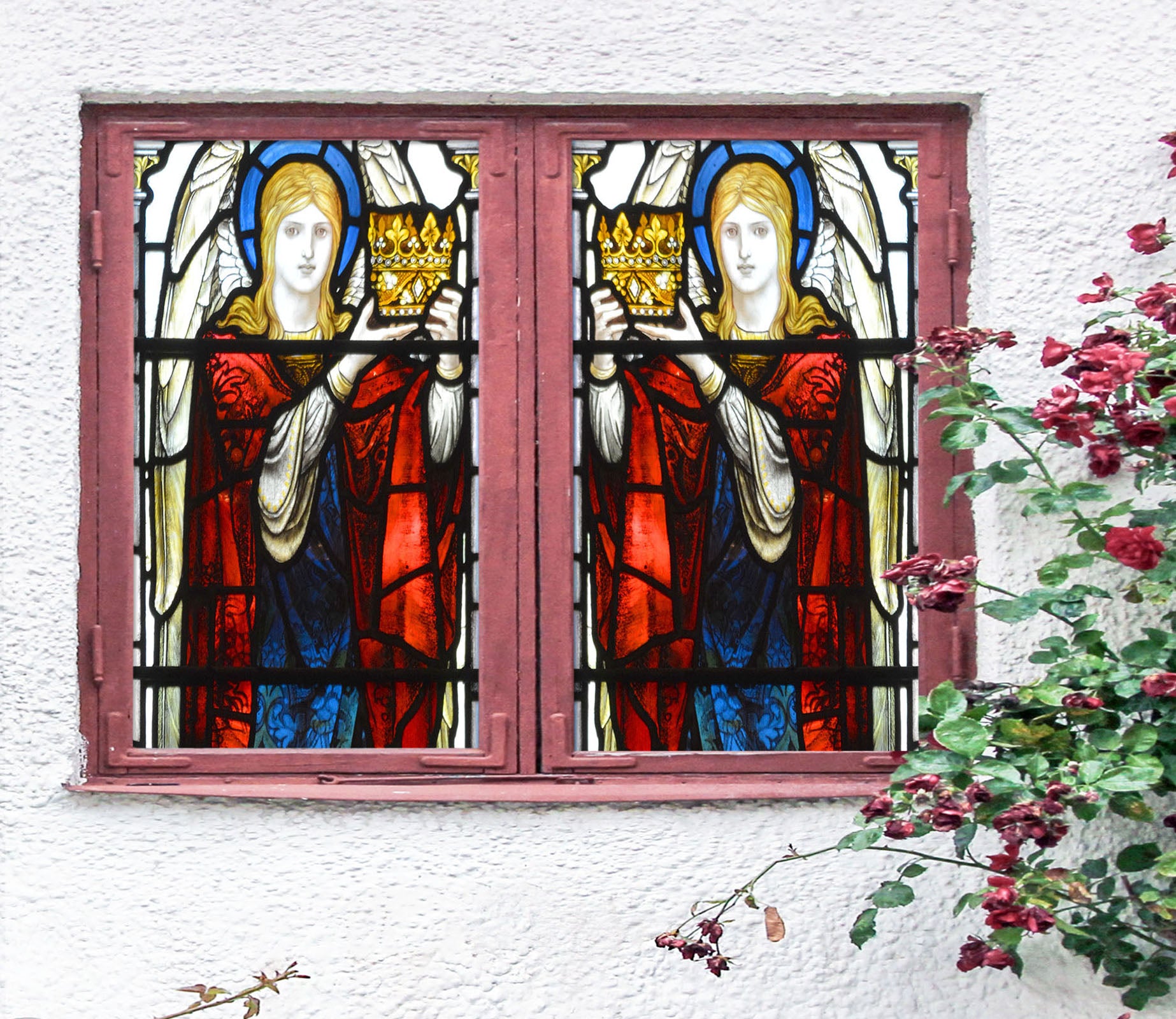 3D Prince Crown 165 Window Film Print Sticker Cling Stained Glass UV Block