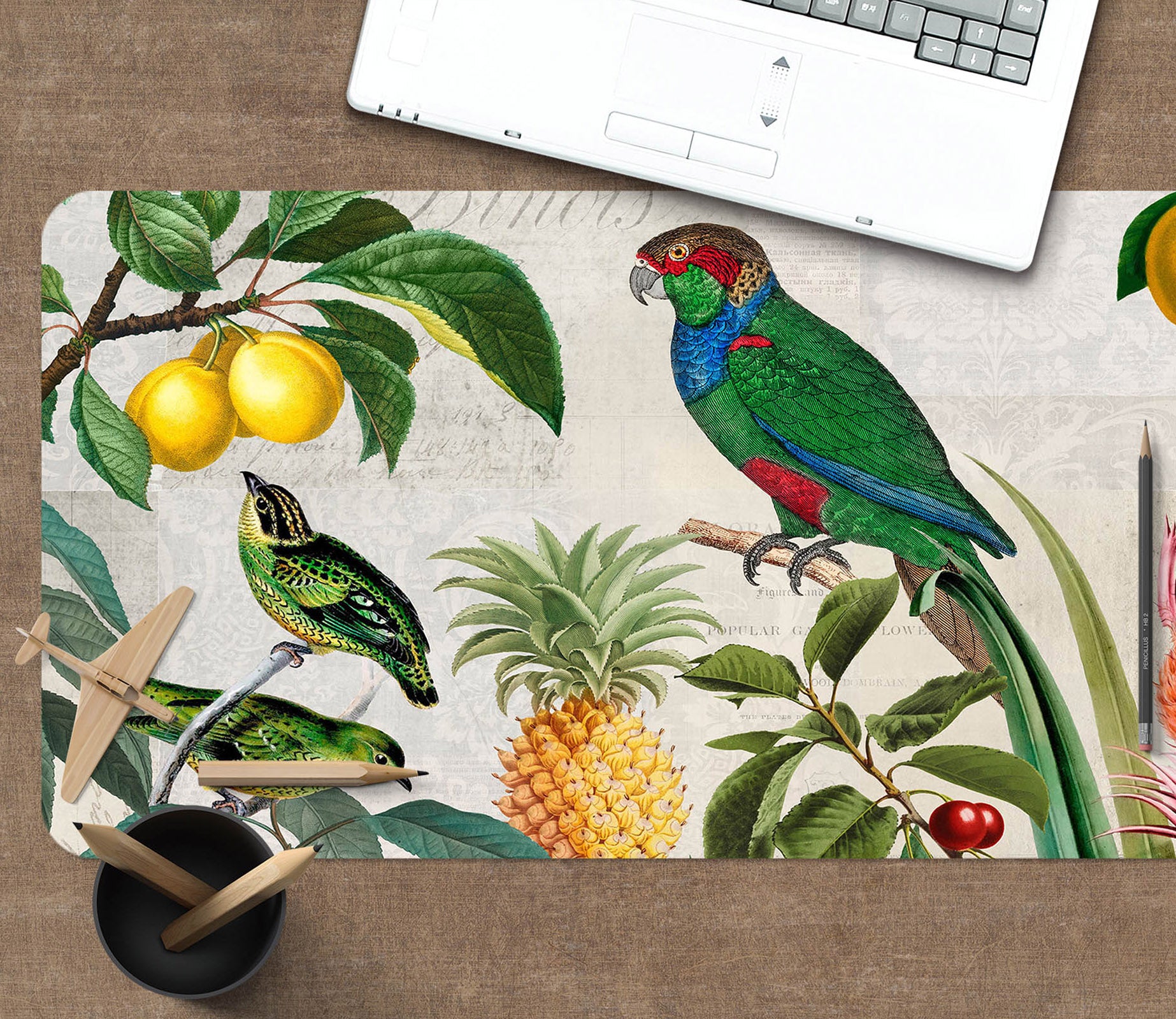 3D Pineapple Parrot 998 Andrea Haase Desk Mat