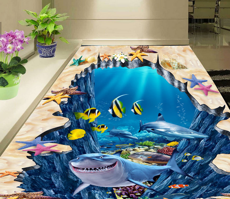3D Happy Sea 595 Floor Mural  Wallpaper Murals Rug & Mat Print Epoxy waterproof bath floor