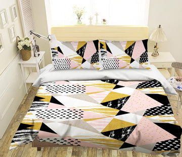 3D Powder Triangle Stitching 015 Bed Pillowcases Quilt Wallpaper AJ Wallpaper 