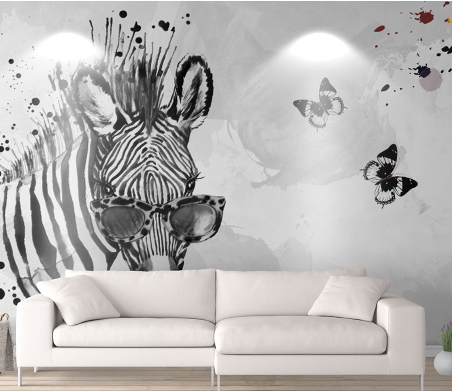 3D Zebra Butterfly WG180 Wall Murals