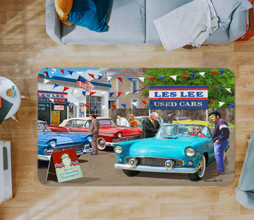 3D Flag Blue Car 027 Kevin Walsh Rug Non Slip Rug Mat