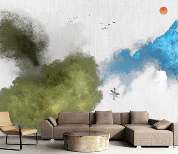 3D Red Sun Bird WG275 Wall Murals