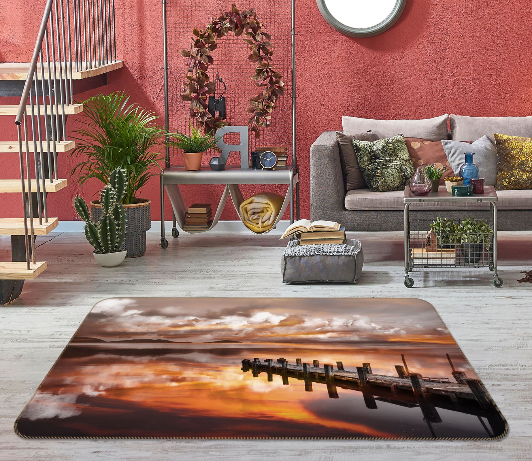 3D River Bridge 1155 Marco Carmassi Rug Non Slip Rug Mat