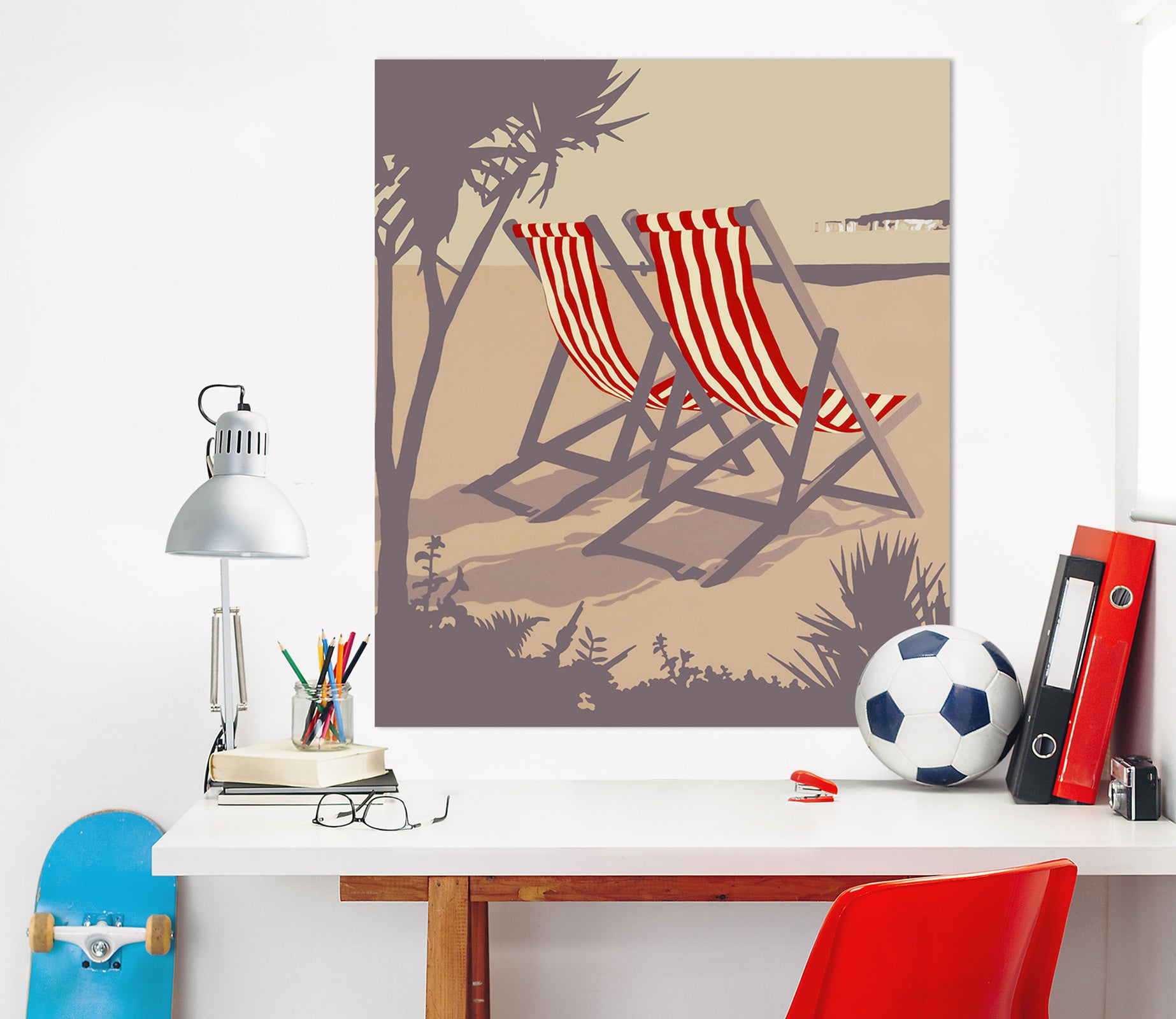 3D Bournemouth Red Deckchairs 019 Steve Read Wall Sticker