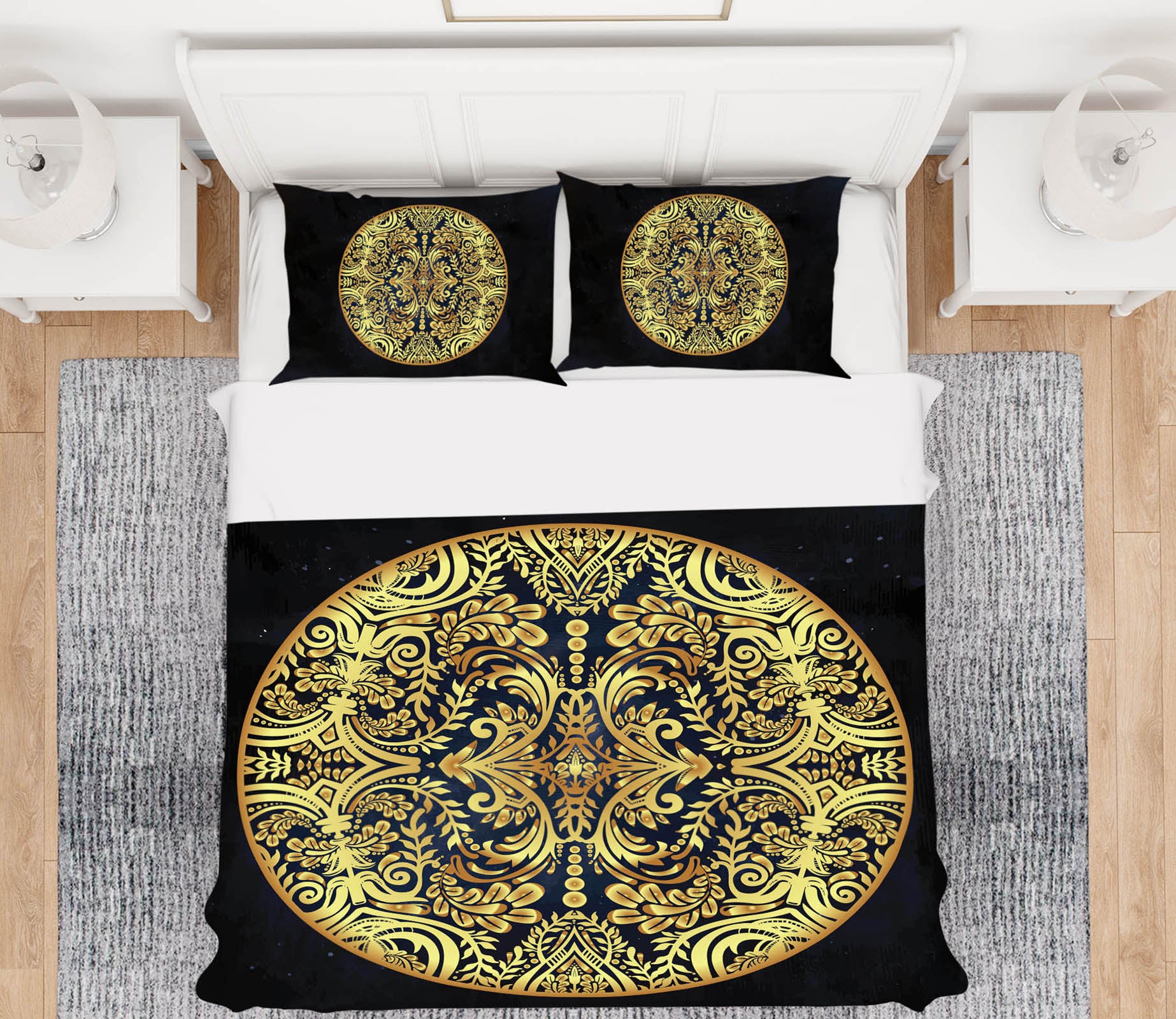 3D Golden Circle Pattern 64040 Bed Pillowcases Quilt