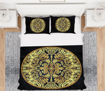 3D Golden Circle Pattern 64040 Bed Pillowcases Quilt