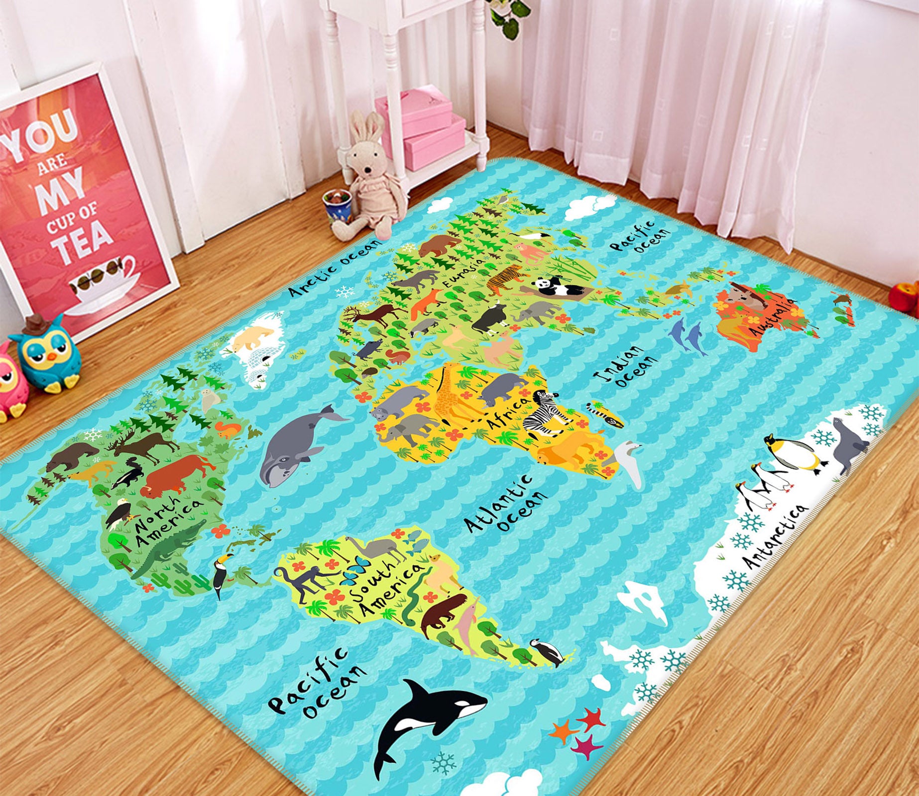 3D Lovely Island 236 World Map Non Slip Rug Mat