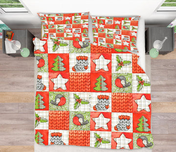 3D Tree Sock Checkered Pattern 52135 Christmas Quilt Duvet Cover Xmas Bed Pillowcases
