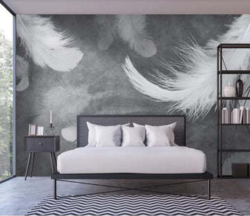 3D Large And Charming White Feathers 2255 Wall Murals