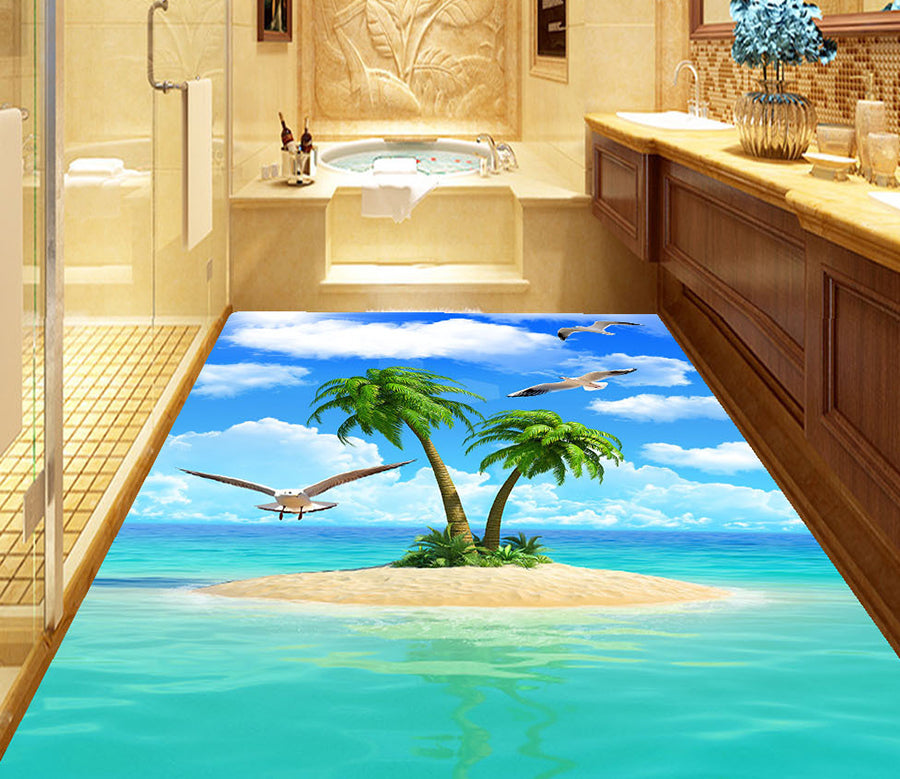 3D Coconut Tree 609 Floor Mural  Wallpaper Murals Rug & Mat Print Epoxy waterproof bath floor