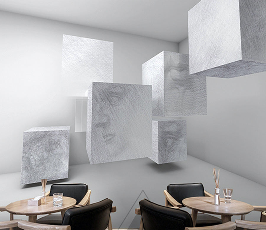 3D White Square WG162 Wall Murals