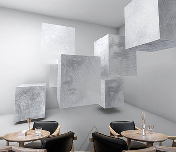 3D White Square WG162 Wall Murals