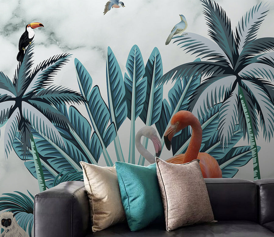 3D Flamingo Toucan WG212 Wall Murals