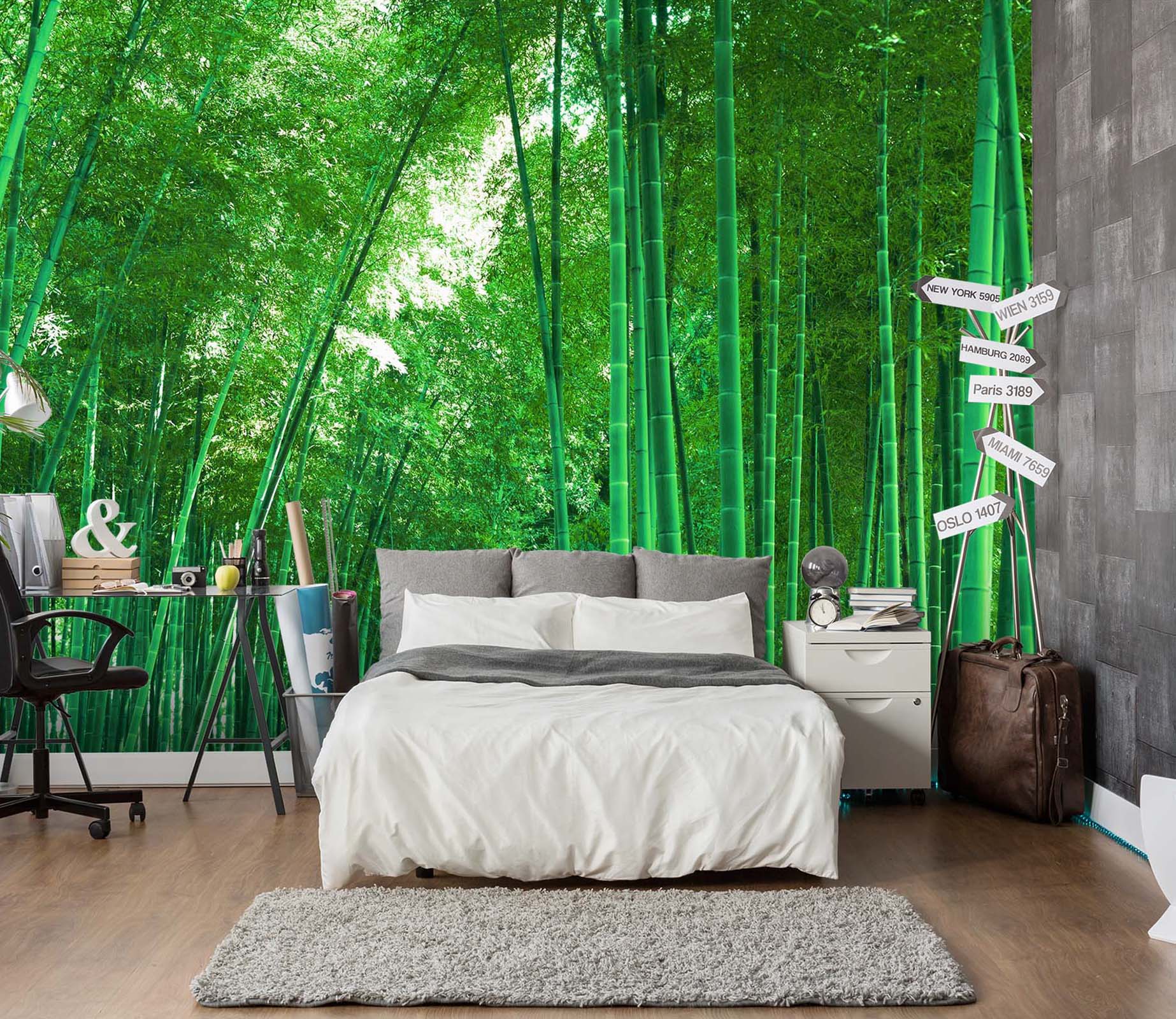 3D Green Bamboo Forest 046 Wall Murals