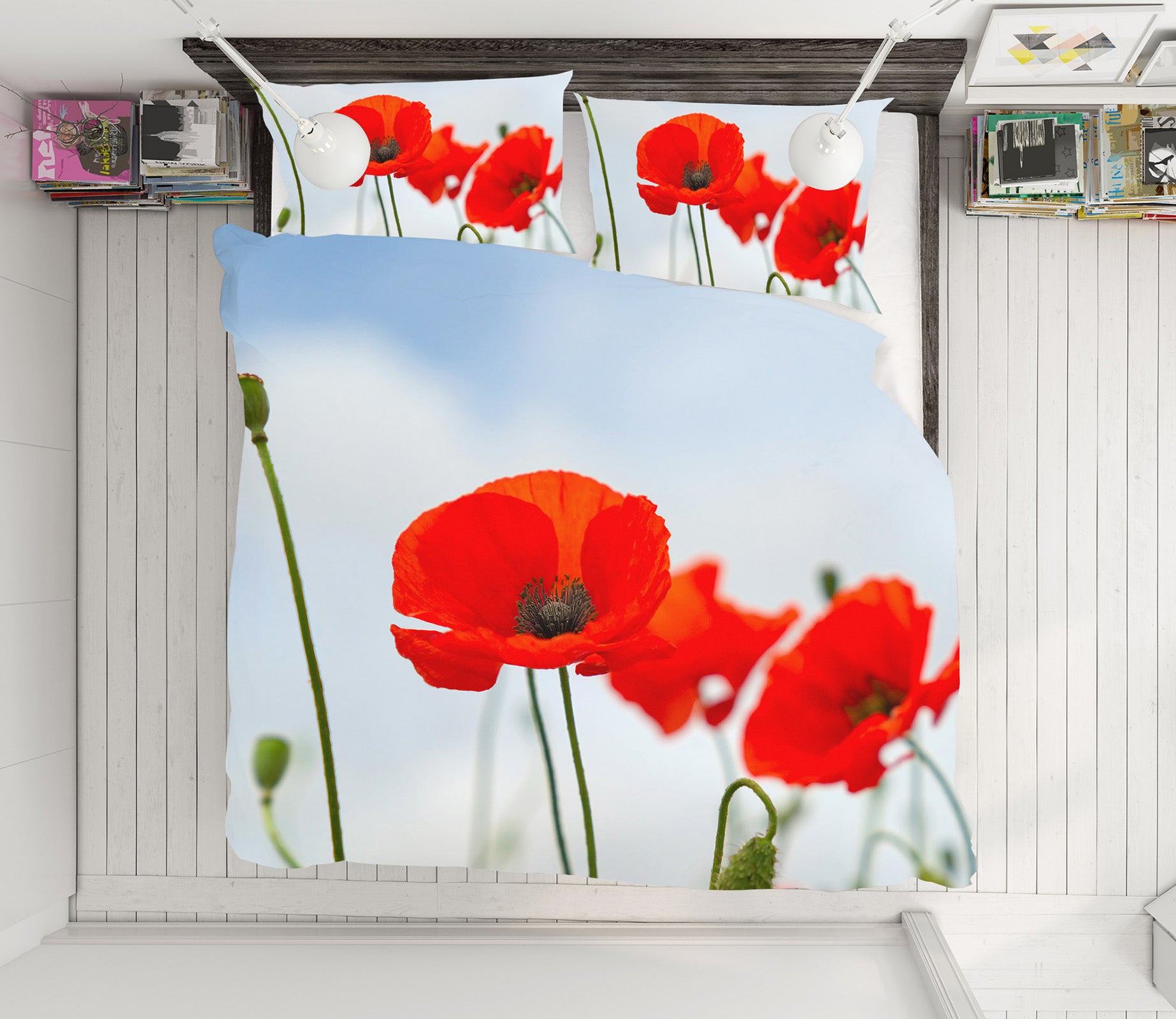 3D Red Flowers 2112 Marco Carmassi Bedding Bed Pillowcases Quilt