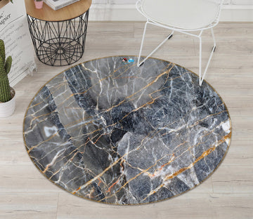 3D Black Slate Crack 105 Round Non Slip Rug Mat Mat AJ Creativity Home 