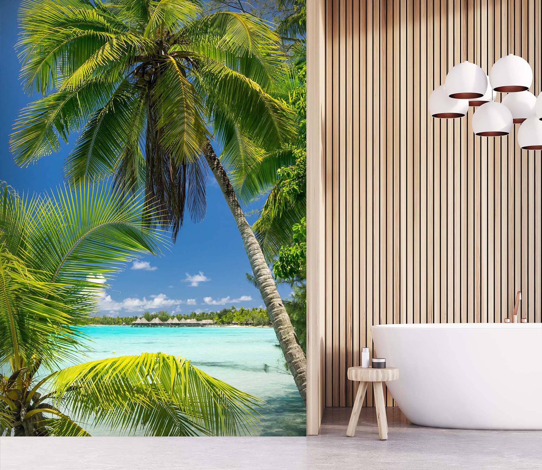 3D Coconut Tree Sea 081 Wall Murals