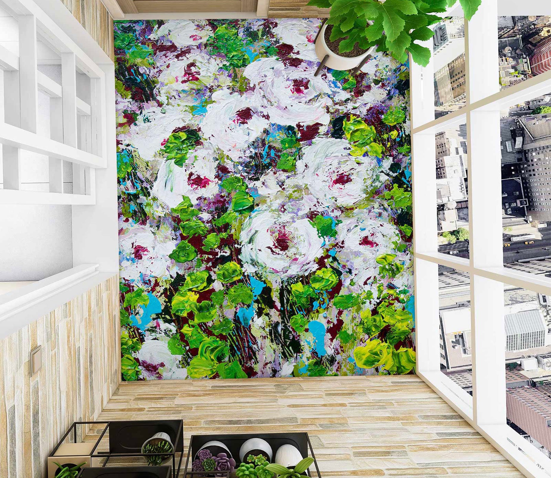 3D Oil Painting Garden Flowers 96109 Allan P. Friedlander Floor Mural  Wallpaper Murals Self-Adhesive Removable Print Epoxy