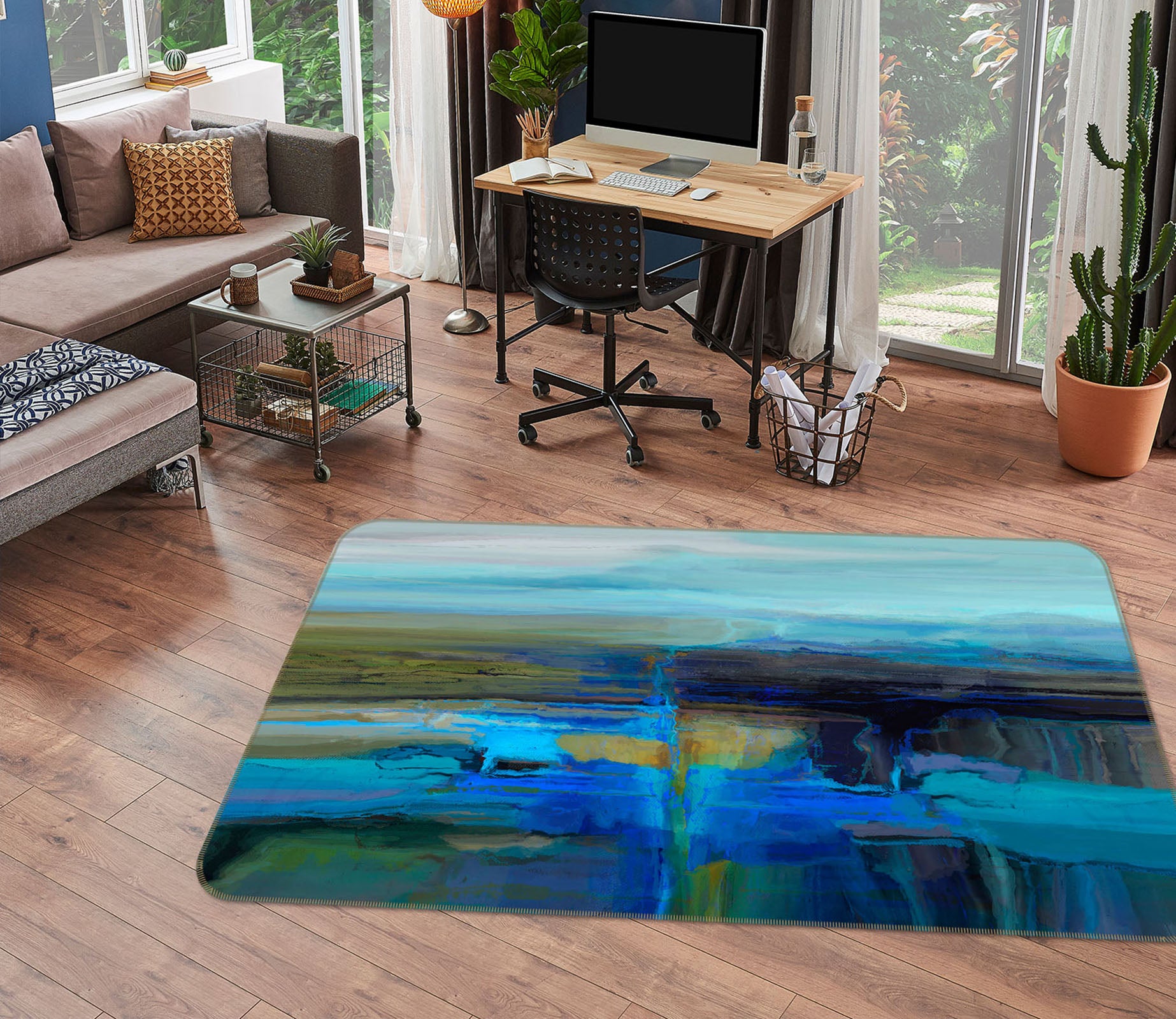 3D Blue Lake 1025 Michael Tienhaara Rug Non Slip Rug Mat