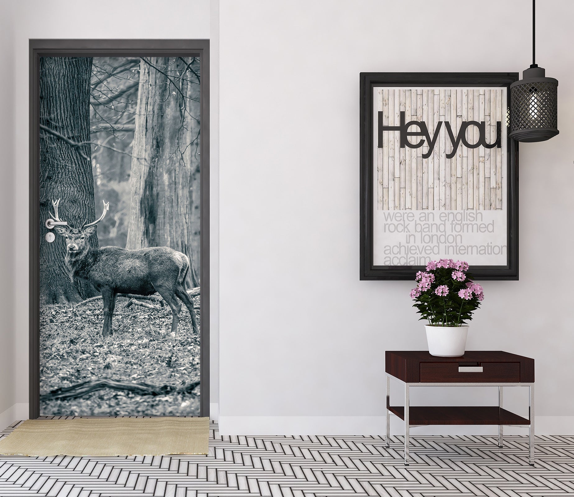 3D Tree Deer 106190 Assaf Frank Door Mural