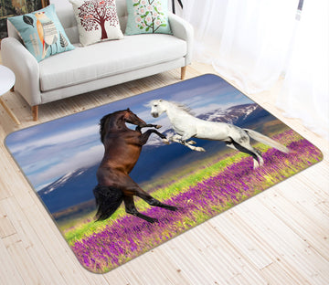 3D Flower Horse 065 Animal Non Slip Rug Mat