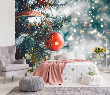 3D Snow Red Ball 57097 Wall Murals