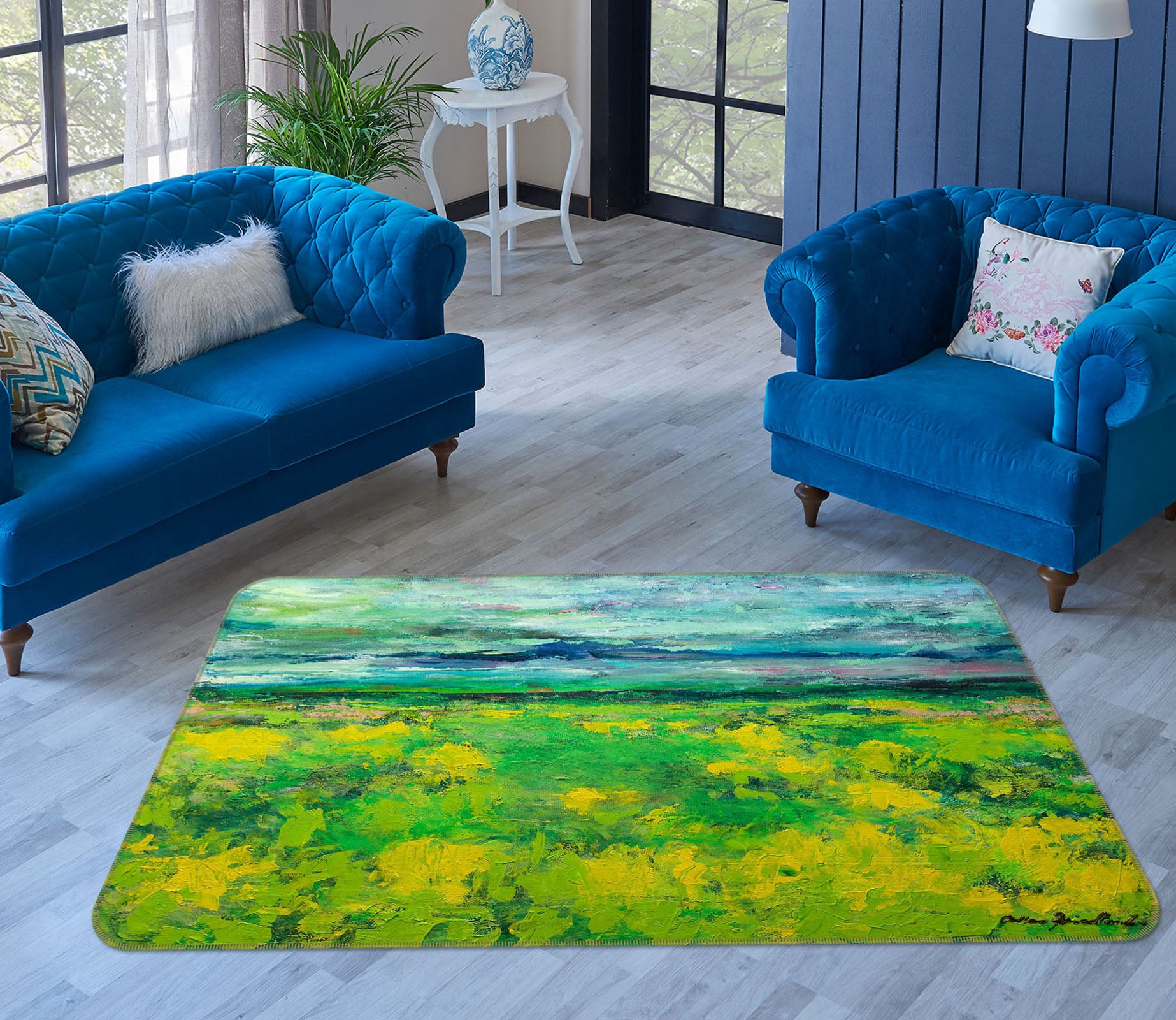 3D Summer Steppe 1099 Allan P. Friedlander Rug Non Slip Rug Mat