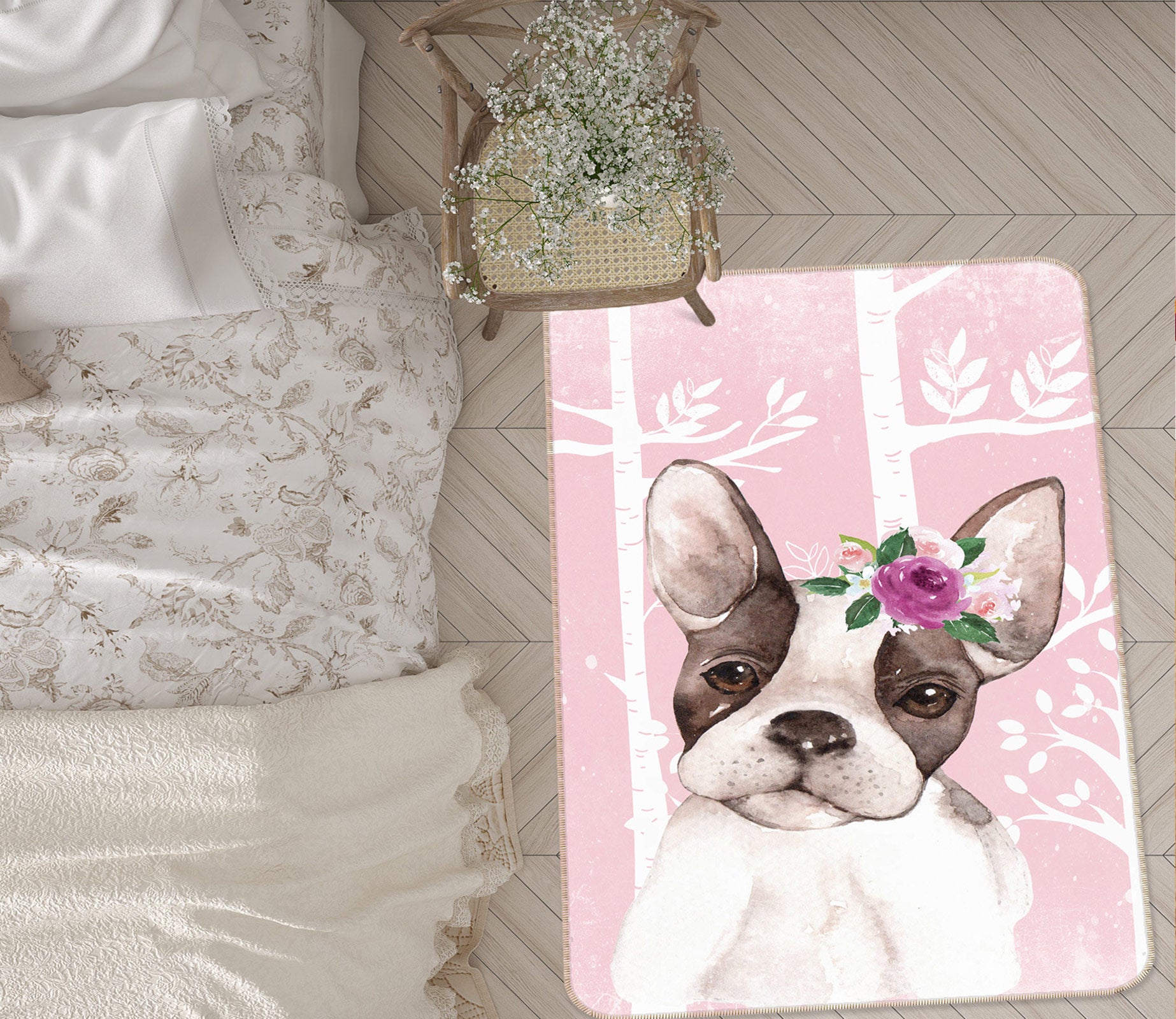 3D Puppy Flower 146 Uta Naumann Rug Non Slip Rug Mat