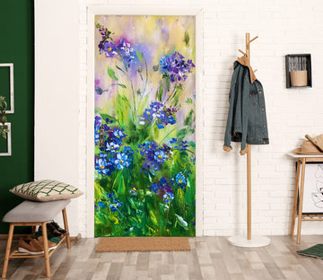 3D Blue Flowers 3150 Skromova Marina Door Mural