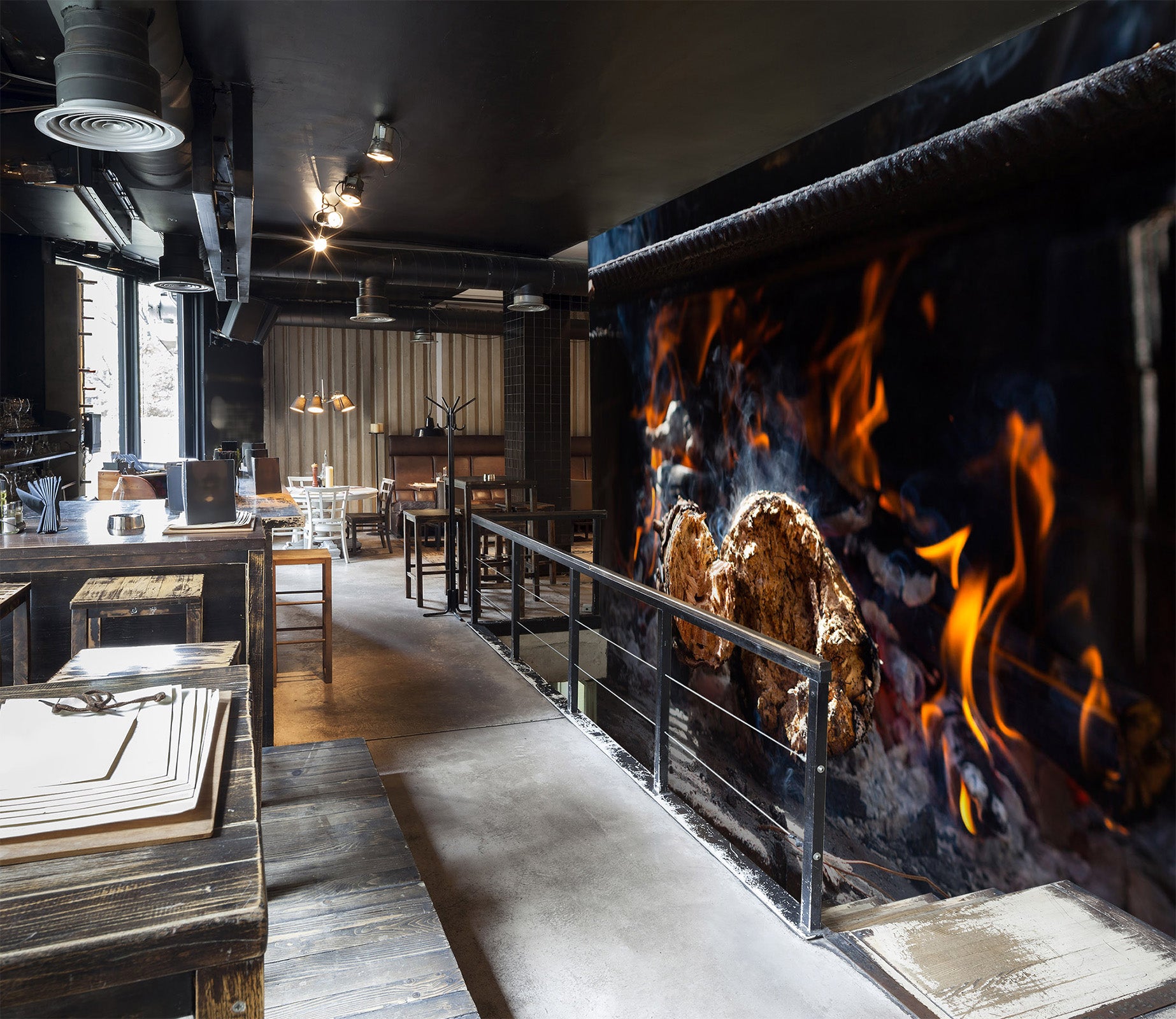 3D Fire Grilled Steak 1414 Wall Murals