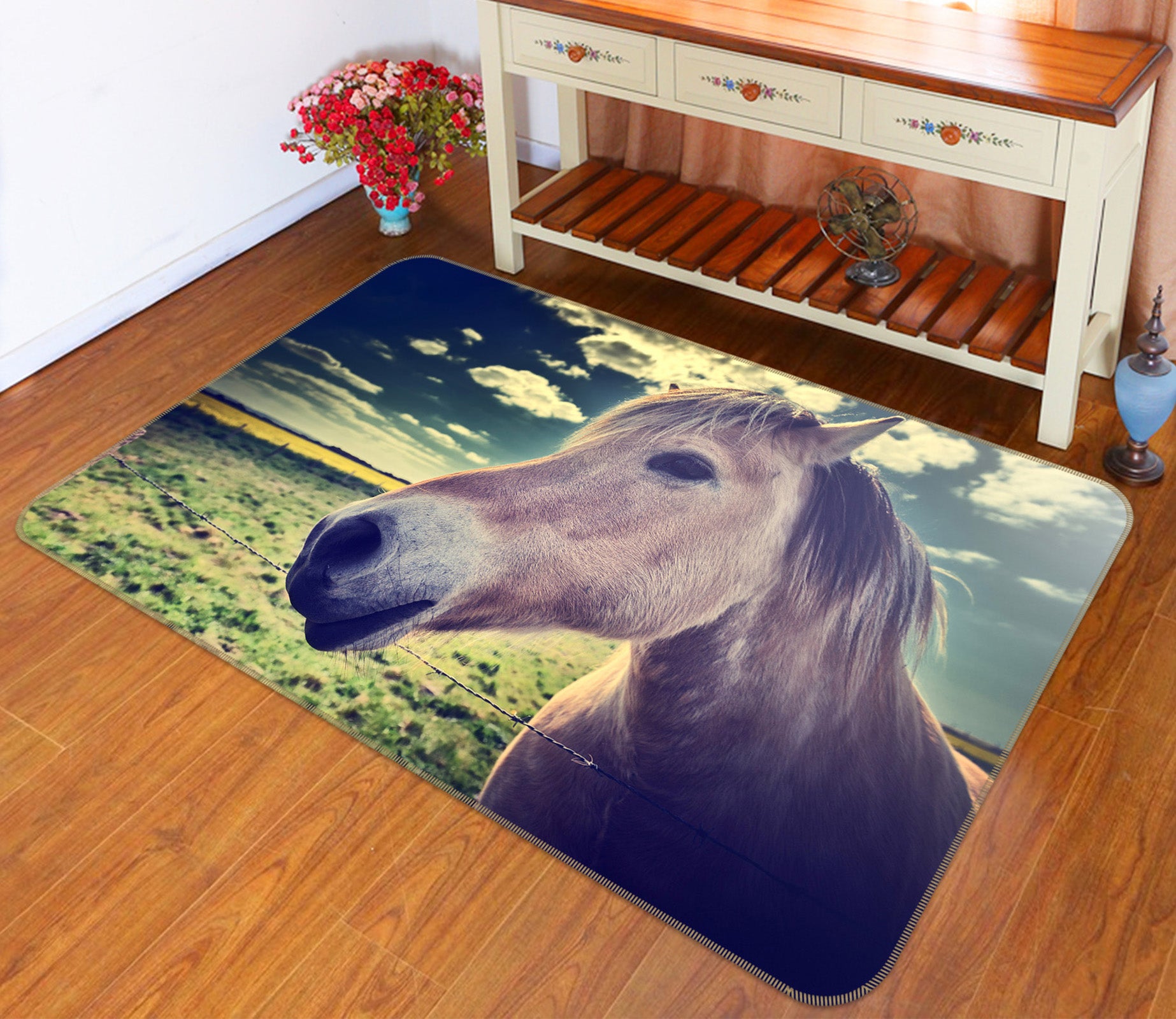 3D Horse Head 092 Animal Non Slip Rug Mat