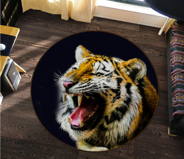 3D Tiger Howling 019 Animal Round Non Slip Rug Mat Mat AJ Creativity Home 