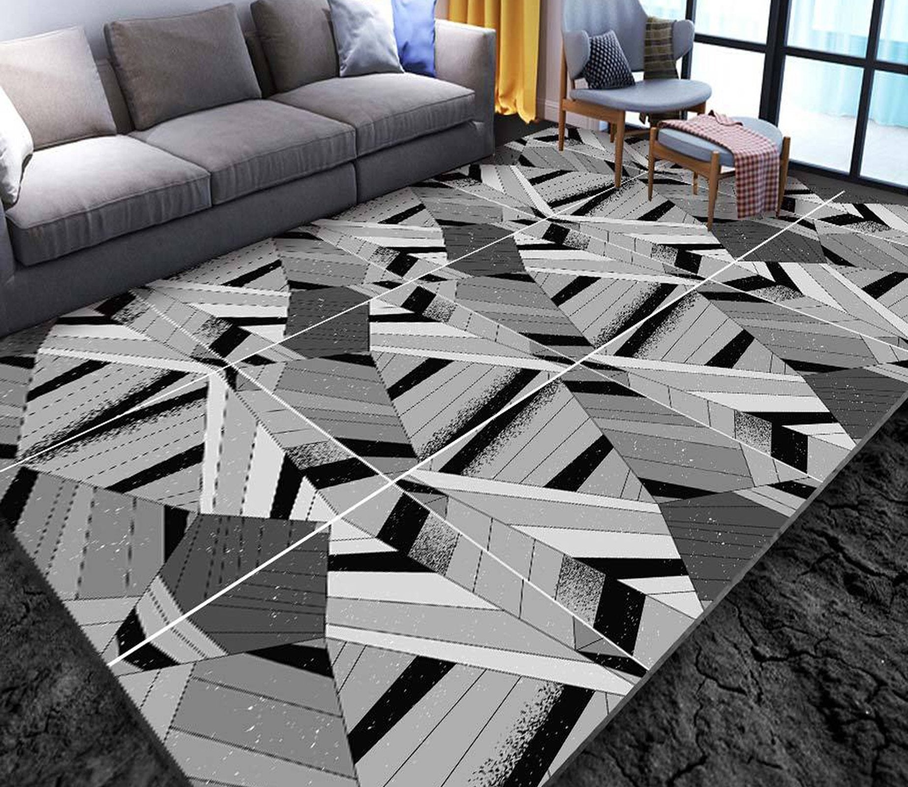3D Black Geometry WG226 Non Slip Rug Mat Mat AJ Creativity Home 