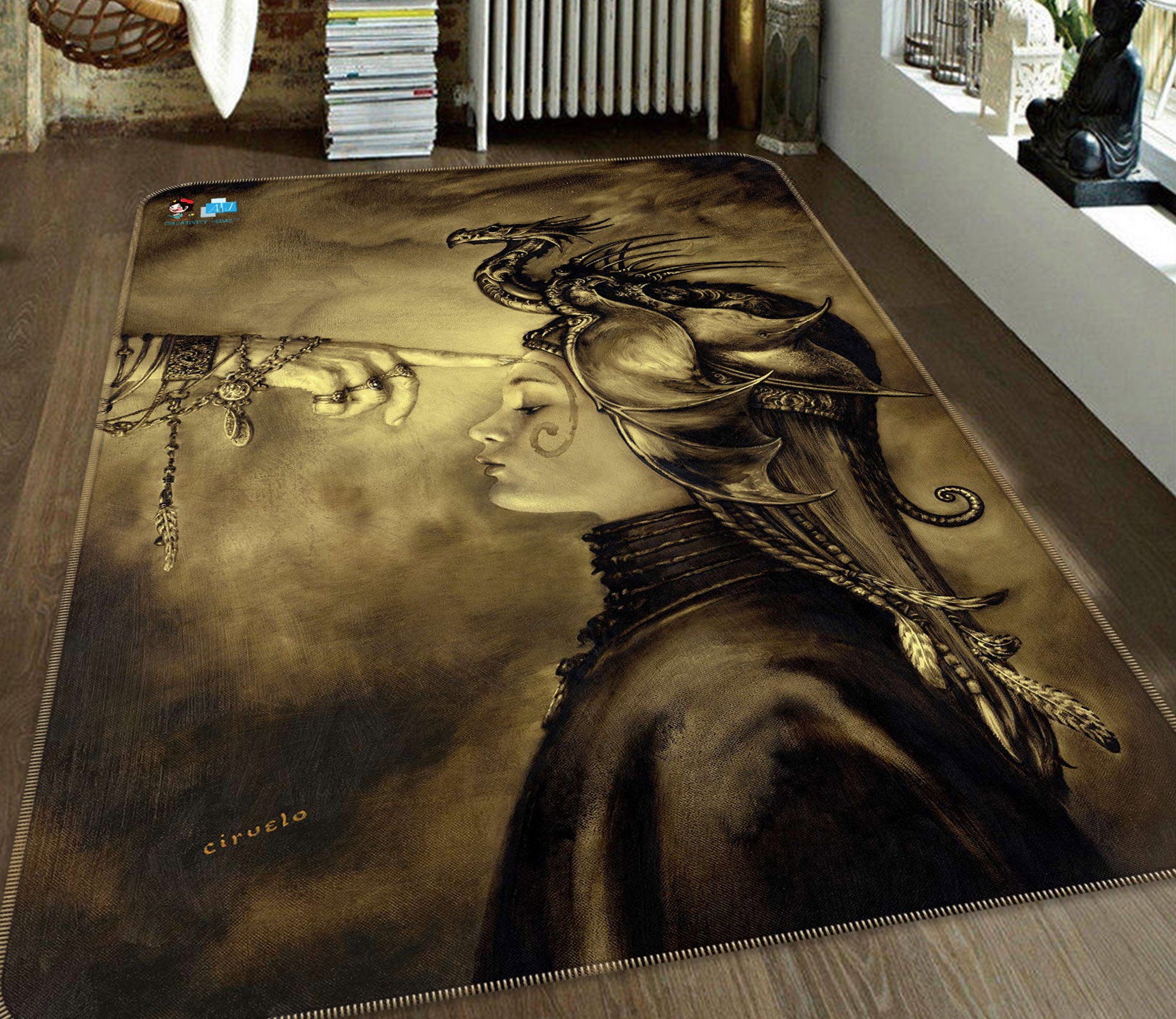 3D Finger Dragon Woman 6037 Ciruelo Rug Non Slip Rug Mat
