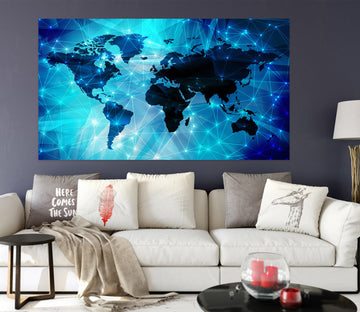 3D Black Land 278 World Map Wall Sticker